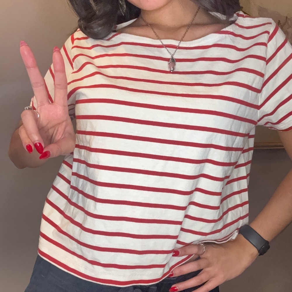 Madewell Red & White Striped Tee